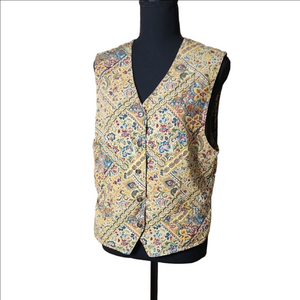 Vintage Liz Clairborn Patterned Vest, Size Petite Medium